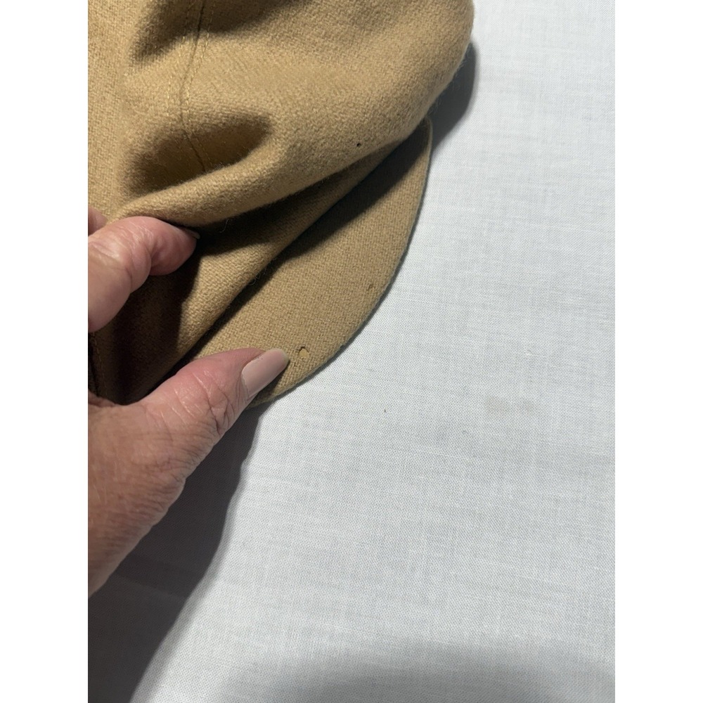 Vintage Burberrys of London Flat Cap Hat Large Tan Wool Nova Check Lining Flaws - Picture 4 of 8